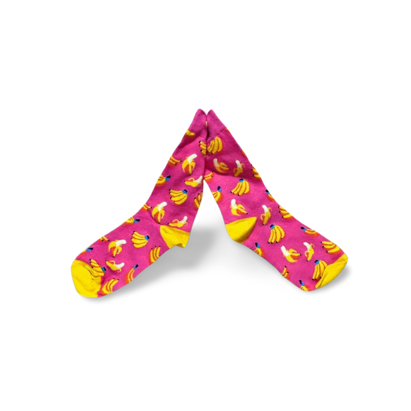 Fun sock design featuring pink bananas - a unique and fashionable gift.