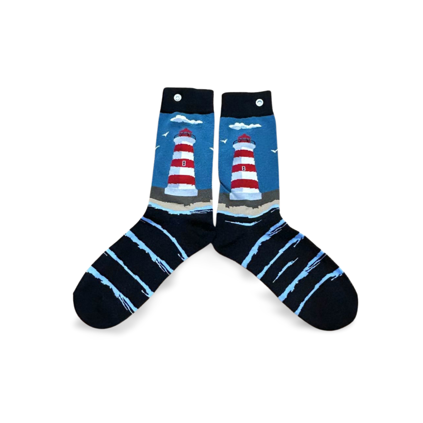 Lighthouse patterned socks for a stylish and maritime-inspired gift for him.